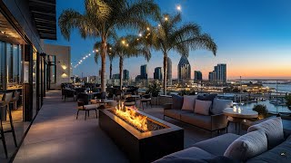 San Diego Sunset Jazz – Rooftop Firelight & Chill California Ambience 🌇🔥🎶