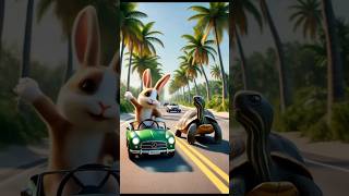 The Race That Went Wrong! 🐢🚗🐇 #funny #rabbit #turtlevsrabbit