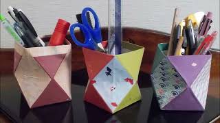 kimie gangi 牛乳パックで作る 和風 菱形 ペン立て NEW 詳しい解説バージョン #手作りプレゼント #リサイクル工作 #牛乳パック工作 #DIY #敬老の日 #ひし型ペン立て