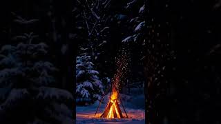 Snowy Night Bonfire ❄️🔥 Cozy Winter ASMR | Dreamy Whispers