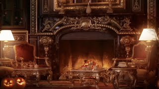 Tea party ambience in the lounge / crackling fire, autumn atmosphere