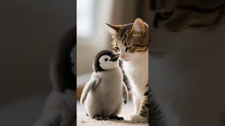 OMG! Penguin & Kitten Snuggles! 🐧❤️🐱 #penguin #kitten #cat #penguinandcat #unlikelyfriends