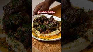 The best Cowboy Butter Steak bites Recipe!! #cowboybutter #ribeyesteak #mashedpotato #easyrecipes