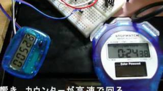 aitendo ガイガー計数管 J-305βγ の動作実験2