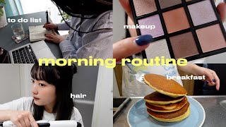 [Morning routine☕️] A company employee's morning off | Rice flour pancakes, makeup, coffee