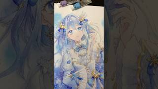 青のお姫様💠　#artshorts  #mangaart #watercolor #drawing  #skeb #透明水彩 #アナログイラスト