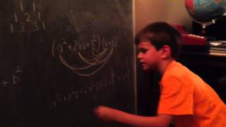 6 year old showing Pascals Triangle in algebra equation (a+