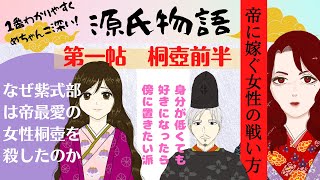 【源氏物語で古文常識002(あらすじ01)】『1帖：桐壺（前半）』弘徽殿（こきでん）女御と桐壺更衣。入内後WAR！朱雀と光  皇太子WAR！光る君へ2024大河