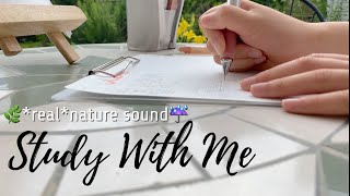 🪴Study with me☔️ with *real natural sound* BGM!! (25min) 4K, the sound of birds, after rain, raining