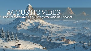 冬のギターカフェの居心地の良い雰囲気 | リラックスできるアコースティックメロディー