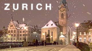 Zurich Snowfall Walk 2026 🌨 ❄️ 4K Winter Walking Tour Switzerland 🇨🇭