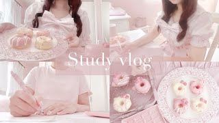𓊆study vlog ♡𓊇 量産型大学生のテスト前の1日 🍨🎀