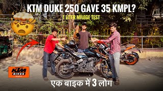 2026🔥KTM Duke 250 Gen 3 1 Liter Petrol Mileage Test with 3 Riders 😱 35 KMPL?! Real Truth | KTM Vapi
