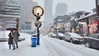 Snowfall in Toronto Canada 4K Winter Snow Walk in Downtown
