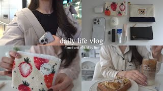 [vlog] Daily life of living alone 🍓 what's in my bag?, recent purchases, new nails, cooking 🤍