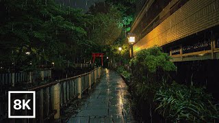 Tokyo Midnight Rain Walk / 8K 60fps HDR /  Relaxing Piano + Rain Sound